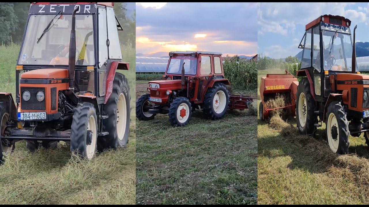 Zetor 5245 & Fiat 420 DT - Košenje, spremanje i baliranje (Sip Šempeter 240 / Welger AP 53 / Gatra)