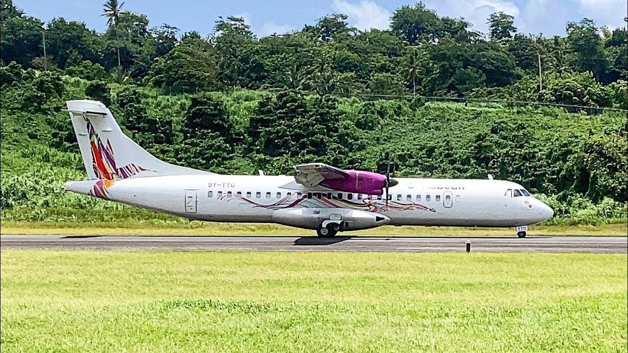 Dominica 🇩🇲 PLANESPOTTING | CAL AT76, FDX C408, DHL C208, AA E175, GLEX - Douglas-Charles Airport