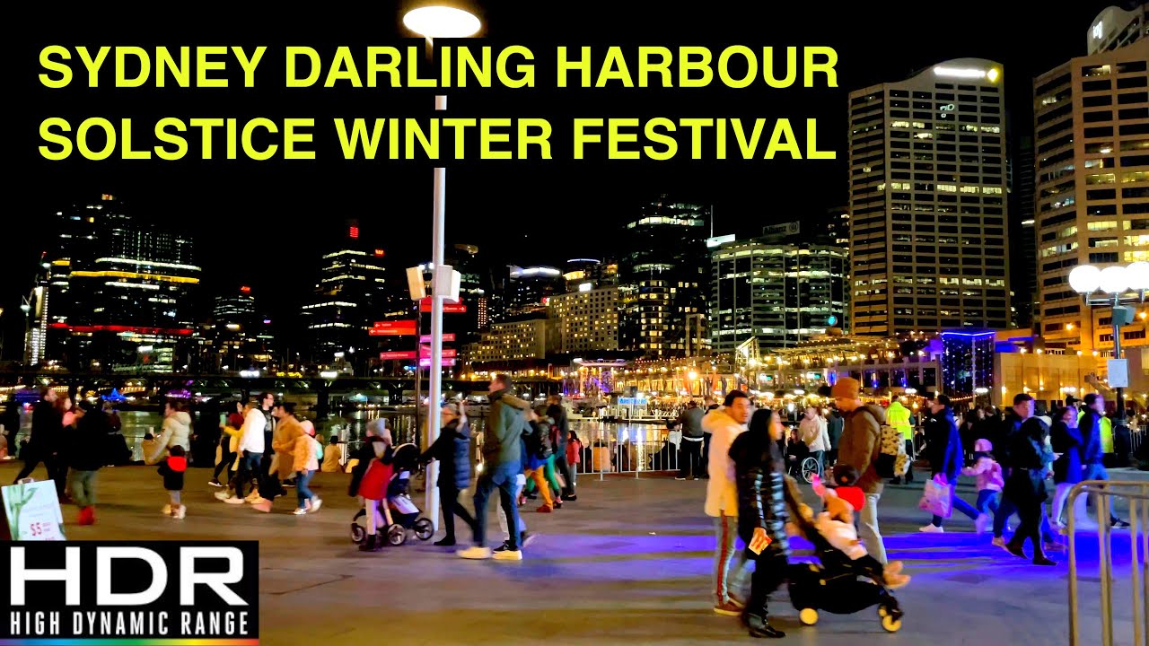 【4K HDR】 🇦🇺 2021 SYDNEY SOLSTICE WINTER FESTIVAL❄️ WALKING TOUR | Darling Harbour