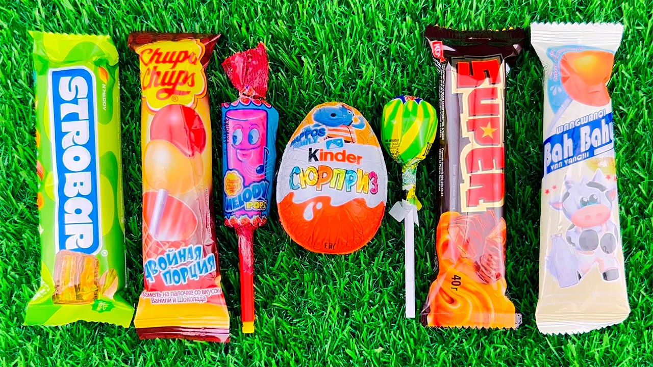 ASMR Most Popular Candys / some lots of colorful rainbow lollipop candy / unpacking chocolate eat