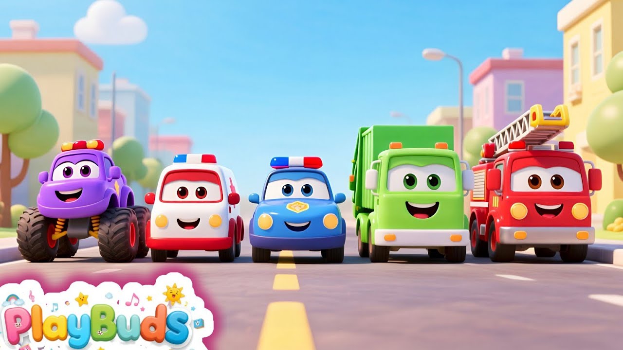 Fun Kids Vehicle Song | Police, Garbage, Monster, Ambulance & Fire Truck | PlayBudS