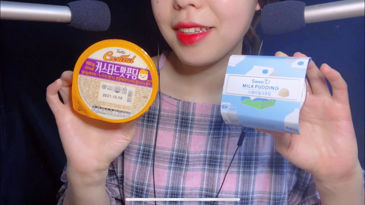 한국어ASMR 커스터드푸딩,스위디푸딩 새로운맛! Pudding eating sound