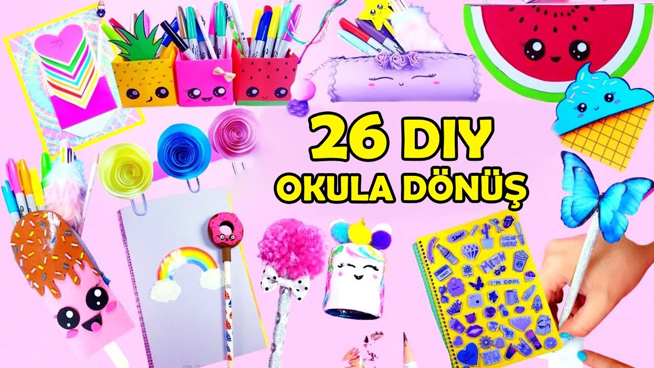 DIY : 26 EĞLENCELİ VE KULLANIŞLI OKUL EŞYALARI! OKULA DÖNÜŞ HİLELERİ!