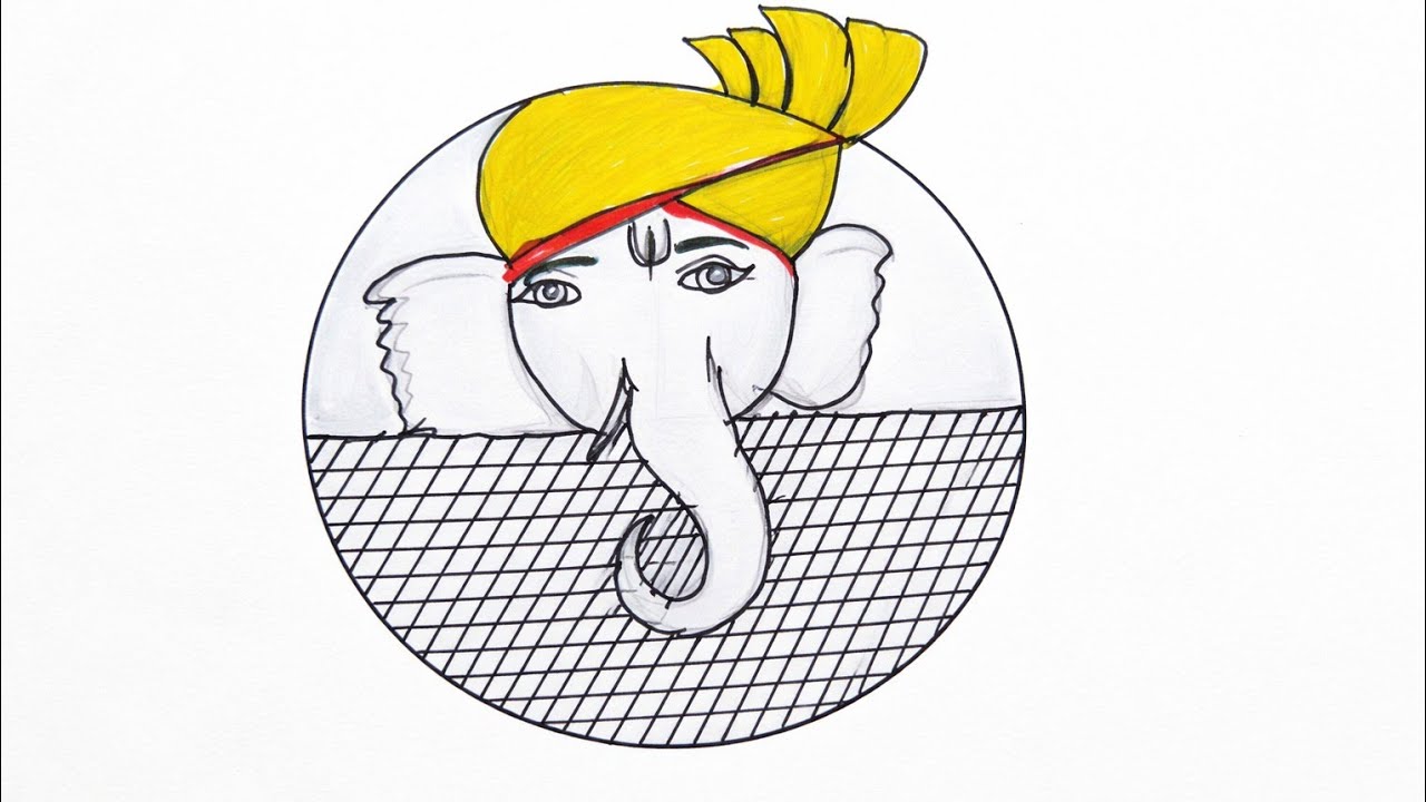 Circle Ganesha Drawing | Easy Ganpati Drawing in Circle step by step...