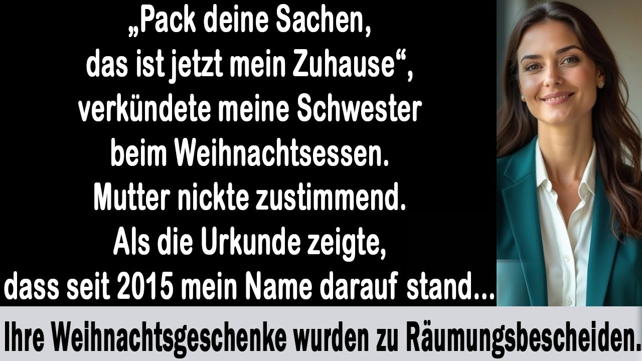 Zu Weihnachten behauptete meine Schwester, das Haus gehöre ihr – bis die Unterlagen eintrafen.