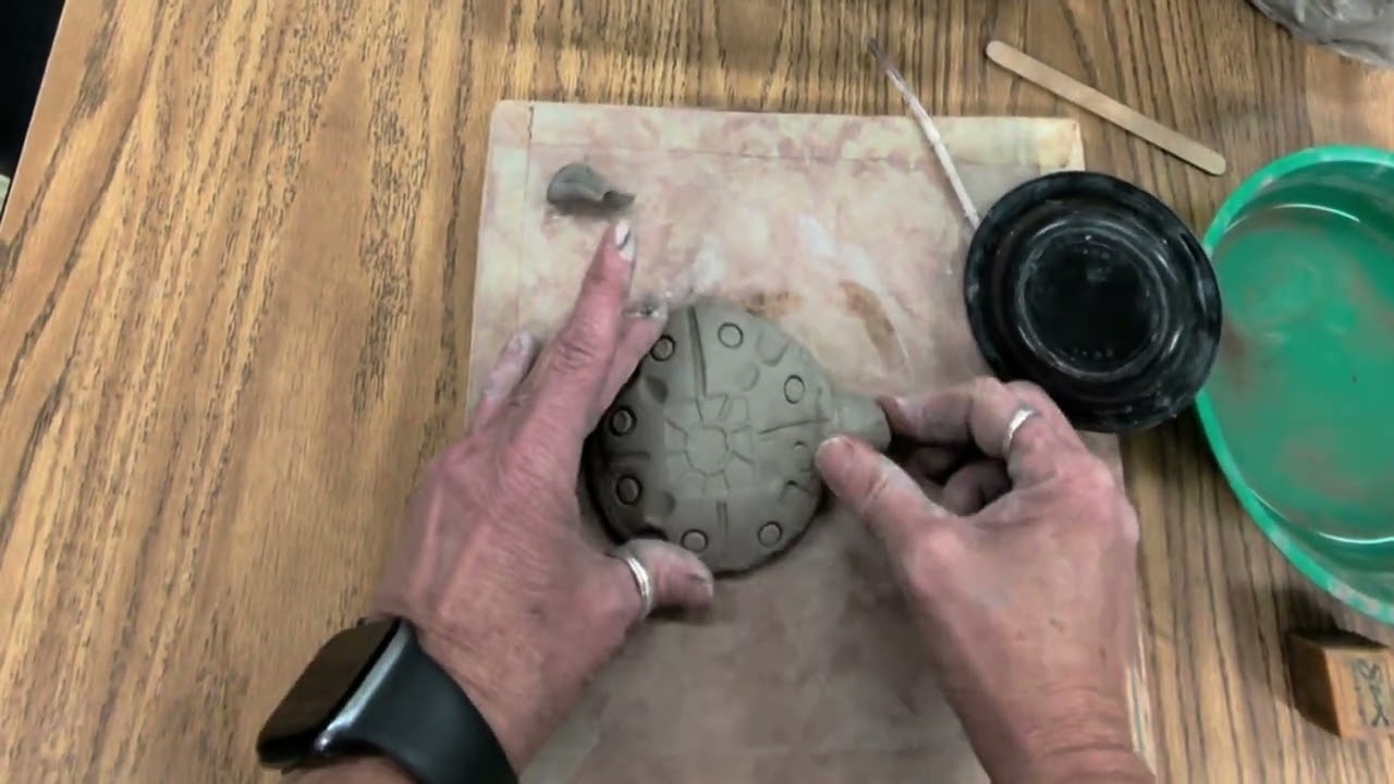 Clay turtle pencil holder