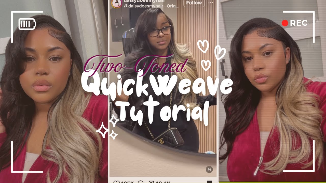 Skunk Stripe Ash Blonde QUICK WEAVE Side Part With 5x5 Closure for $60 | Step by Step Tutorial