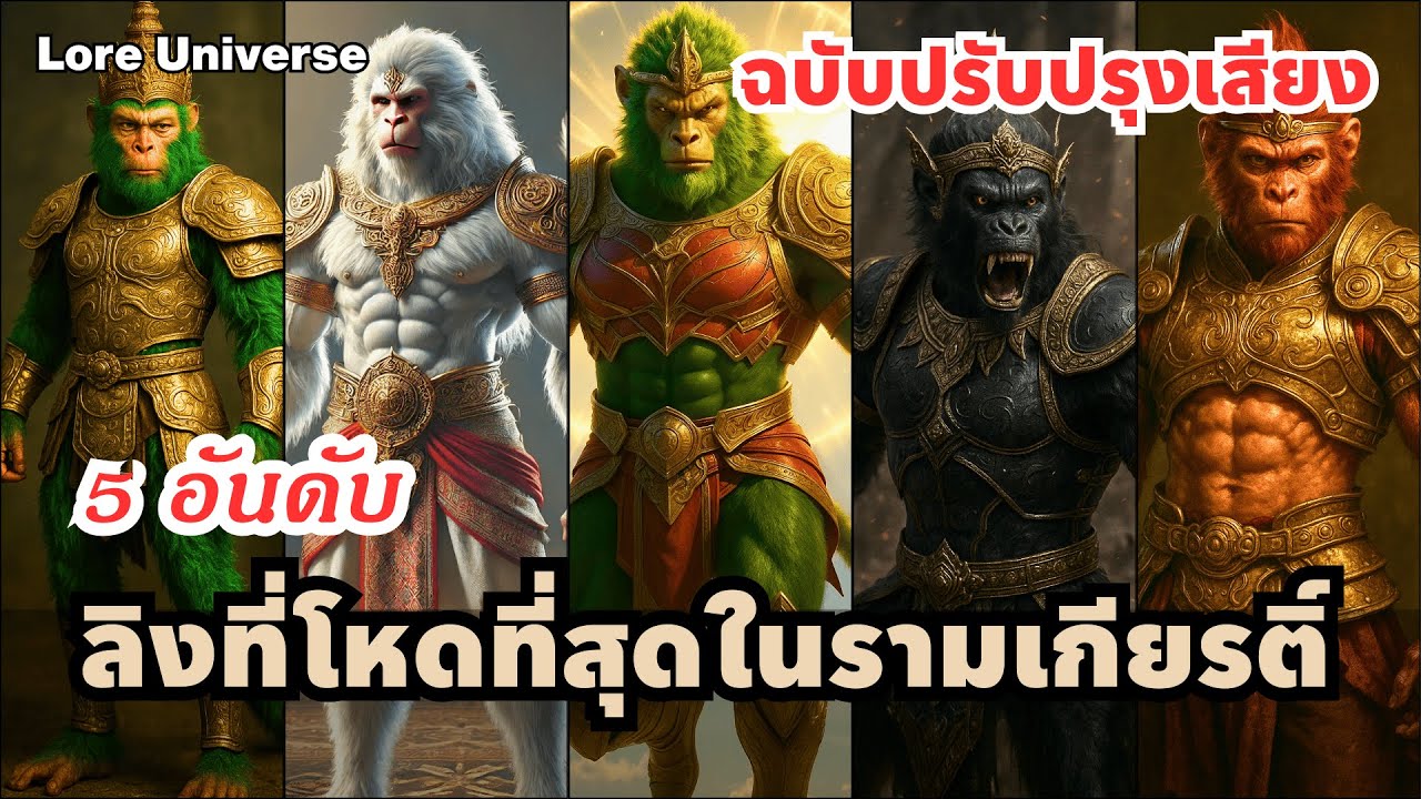 5 อันดับลิงสุดโหดแห่งรามเกียรติ์(ปรับปรุงเสียงแก้ไขลิขสิทธิ์):Top 5 Most Powerful Vanara in Ramayana