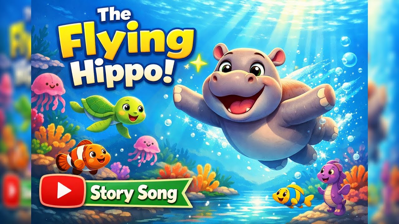 The Flying Hippo Story Song | Funny & Motivational Nursery Rhymes for Kids | Tinnytune