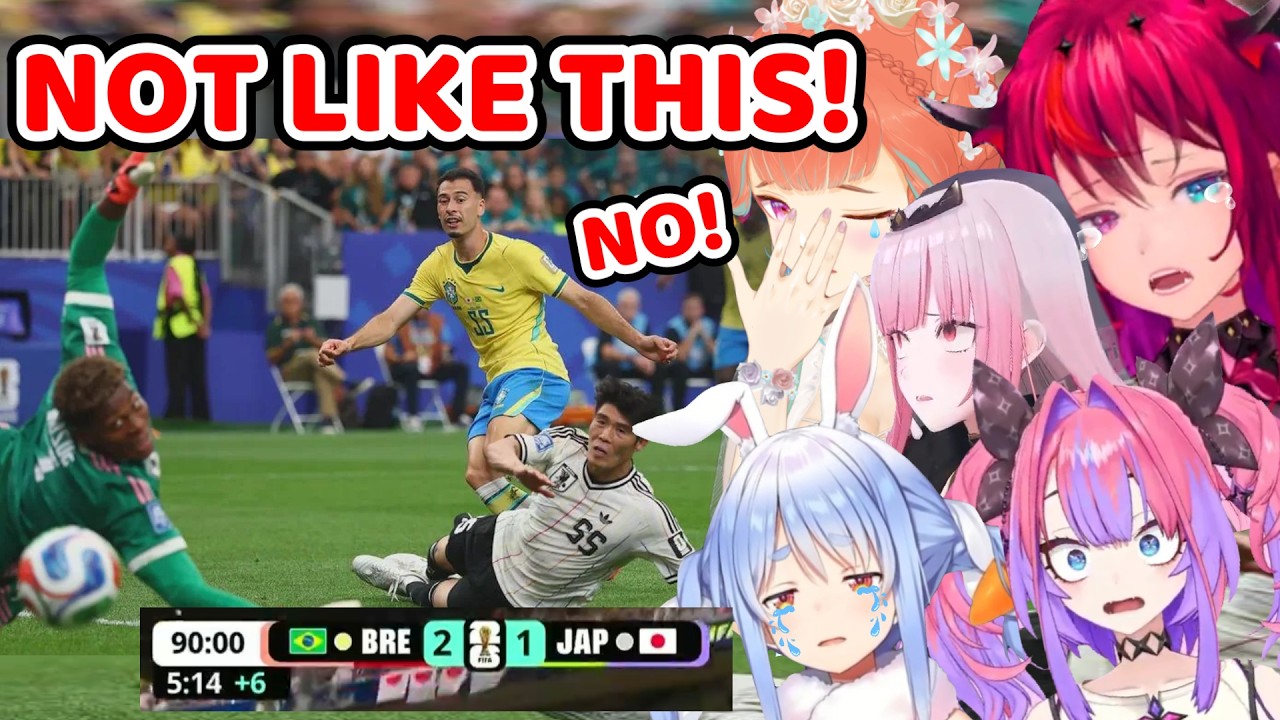Pekora, Vivi and The EN Girls is Heart Broken after Brazil Score at 96th Minute vs Japan (Hololive)
