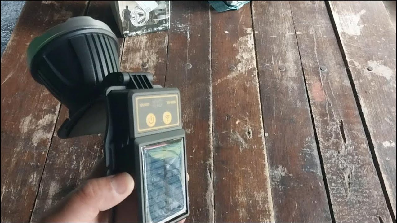 Unboxing y prueba de la  linterna frontal LED de 3000mah. con carga solar, 3 funciones y sensor.