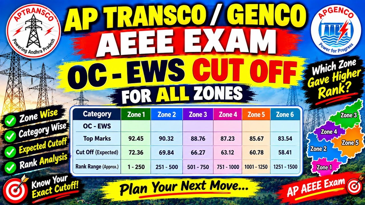 Ap genco transco update Ews cutoff. #APTRANSCO #APGENCO #AEEExam #OCCutOff #EWSCutOff #ZoneWise