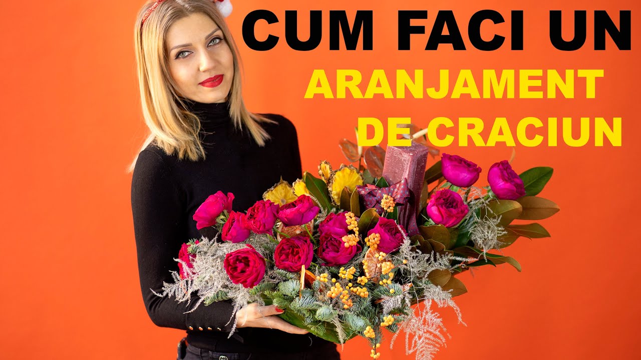 Cum se face un aranjament de Craciun cu trandafiri David Austin si fructe deshidratate