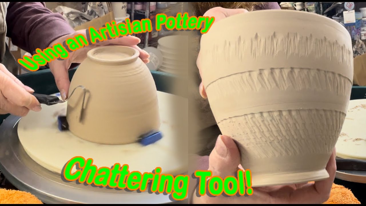 Chattering Pottery with an Artisan Pottery Tools Trimming Chatter Tool!