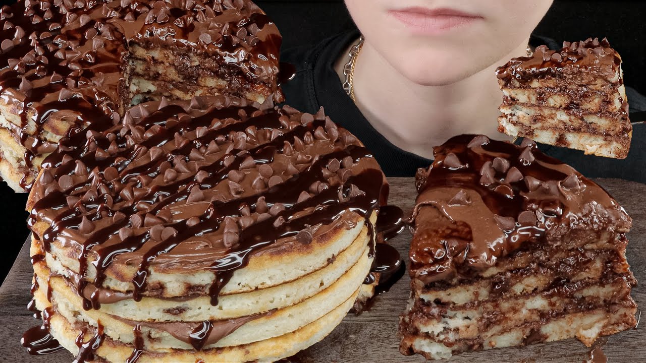 ASMR Nutella Chocolate Chip Pancakes Mukbang | VNM ASMR 먹방