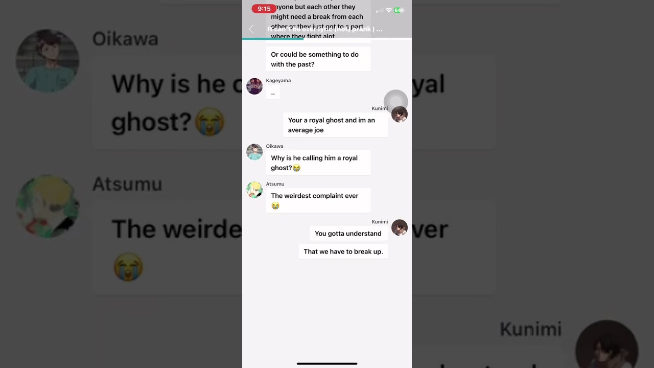 It can’t be over lyric prank | haikyuu text | Kinkuni angst