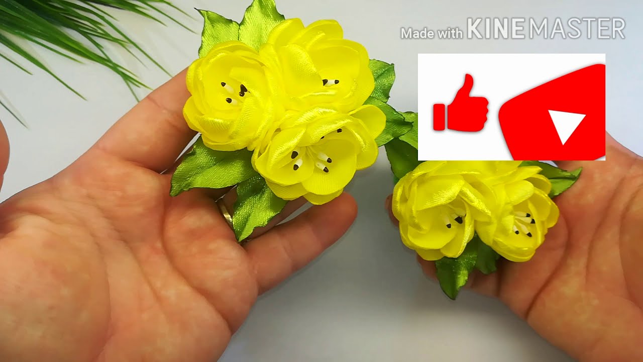 Красивые Цветы из Атласных лент🌺FLORES SIMPLES E MARAVILHOSAS DE FAIXAS