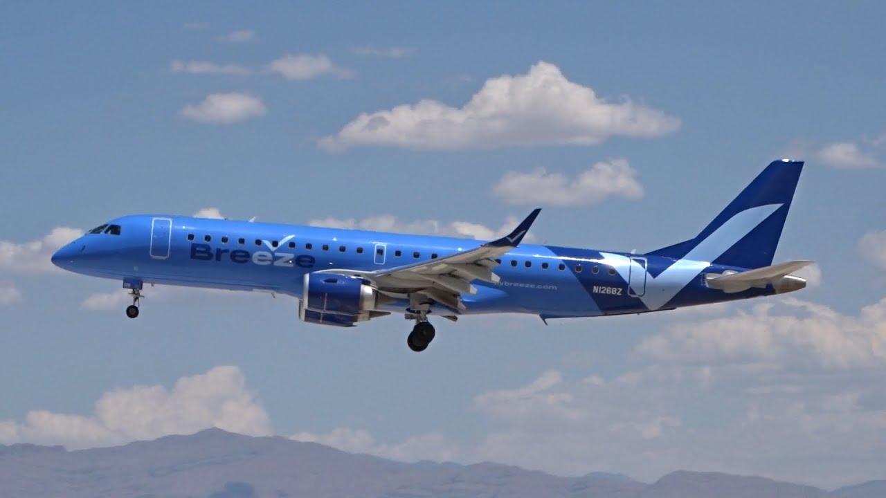 Breeze Airways Embraer E190AR (N126BZ) arriving at Las Vegas!