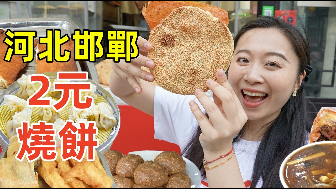 河北邯鄲一天吃13種美食！體驗中國北方碳水天堂，2元燒餅VS10元芥末燒麥哪個更好吃？ Carb-rich Street Food in Ancient Capital City of China!