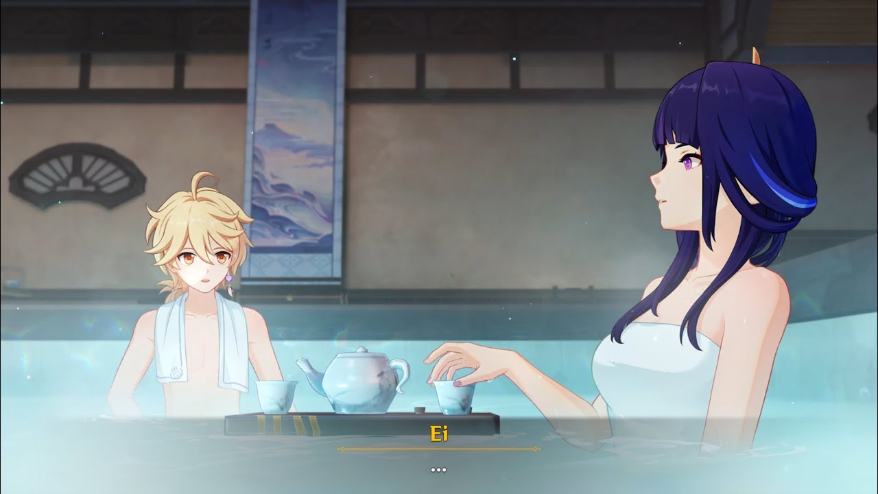 Inazuma 5.4 Bath House Scene JP Dub, EN Sub