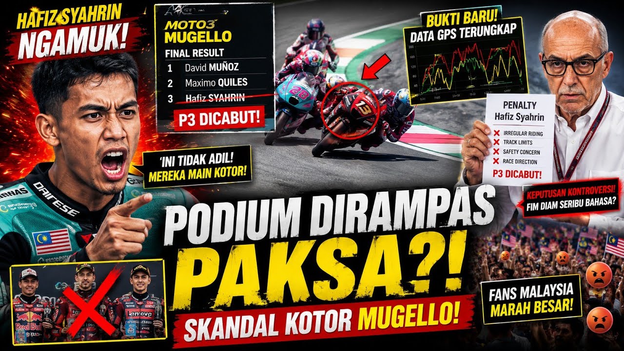 PODIUM HAKIM DANISH DICABUT! Reaksi Keras Hafiz Syahrin Atas Keputusan Dorna di Moto3 Mugello!
