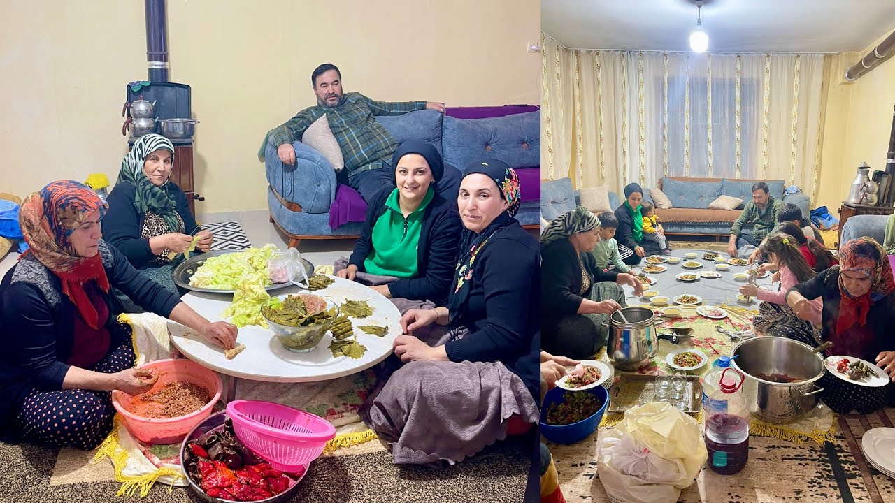 ABLAM İLE ENİŞTEM KÖY EVİNDE YEMEK DAVETİ ~ KUZU ETİ LAHANA SARMASI