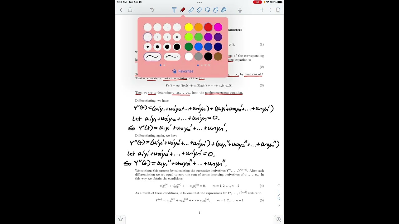 Section 4.4: The Method of Variation of Parameters (Higher Order)