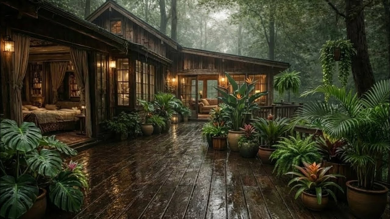 Gentle Night Rain in the Forest Cabin 🌧 | Deep Sleep Rain Sounds