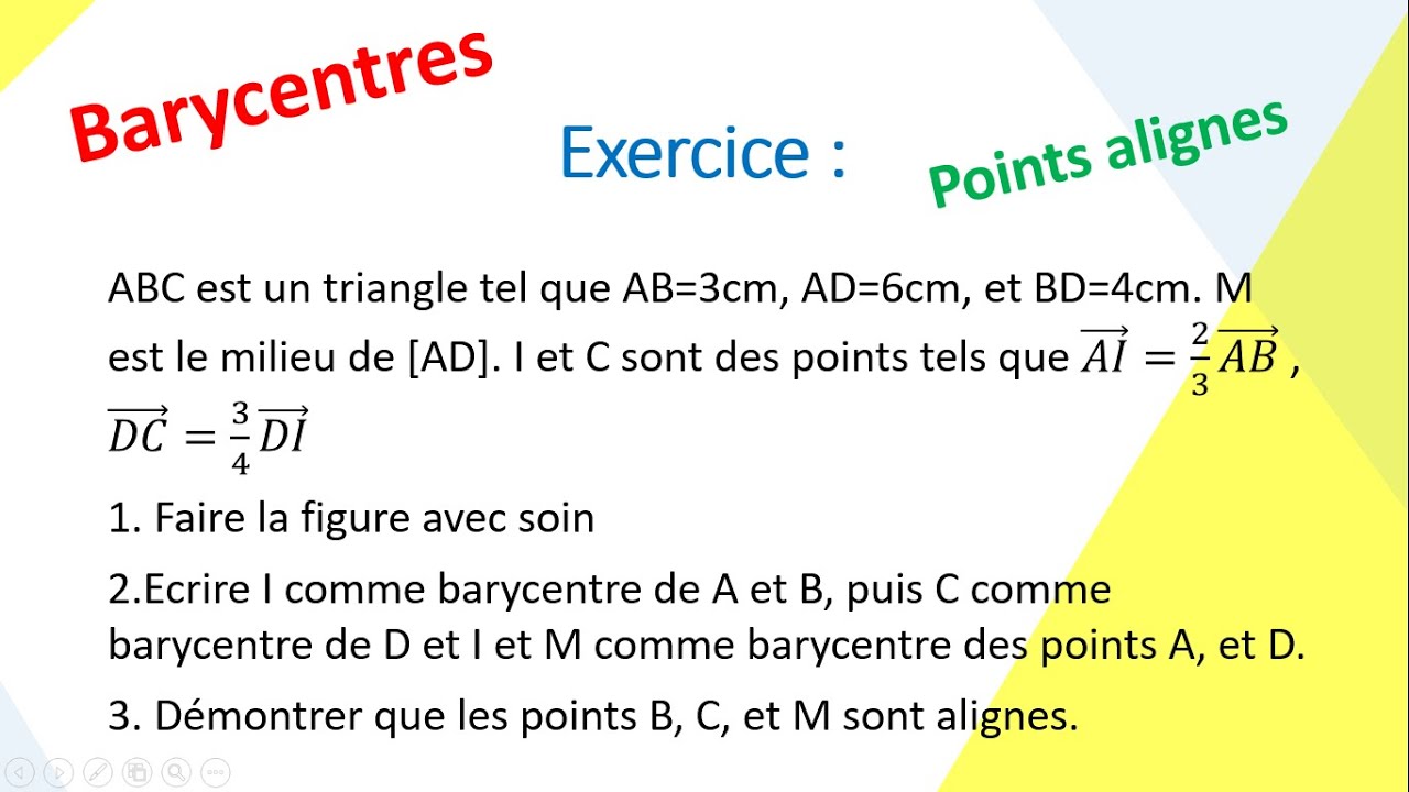 Démontrer que trois points sont alignés en utilisant les barycentres (#premières spé)
