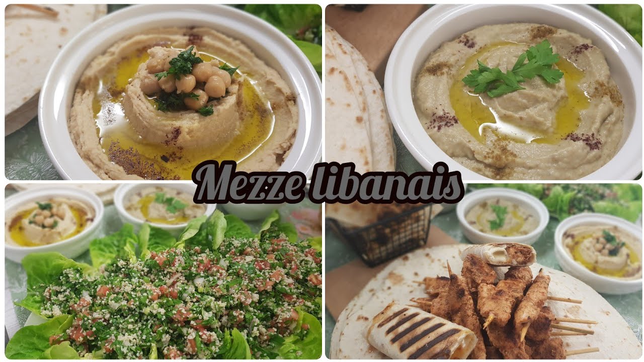 MEZZE libanais un pur délice : houmous, chiche taouk, baba ganouj, taboulé 😍😍