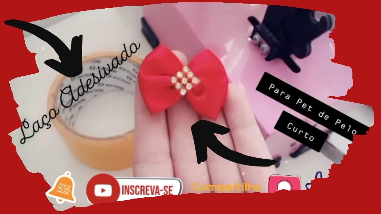 Como fazer Laço com Adesivo - Para Pet de Pelo Curto