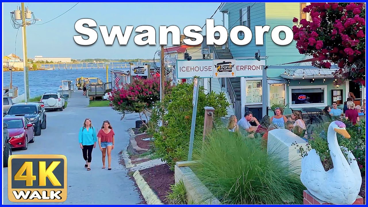 【4K】WALK SWANSBORO North Carolina NC USA 4k video Travel vlog