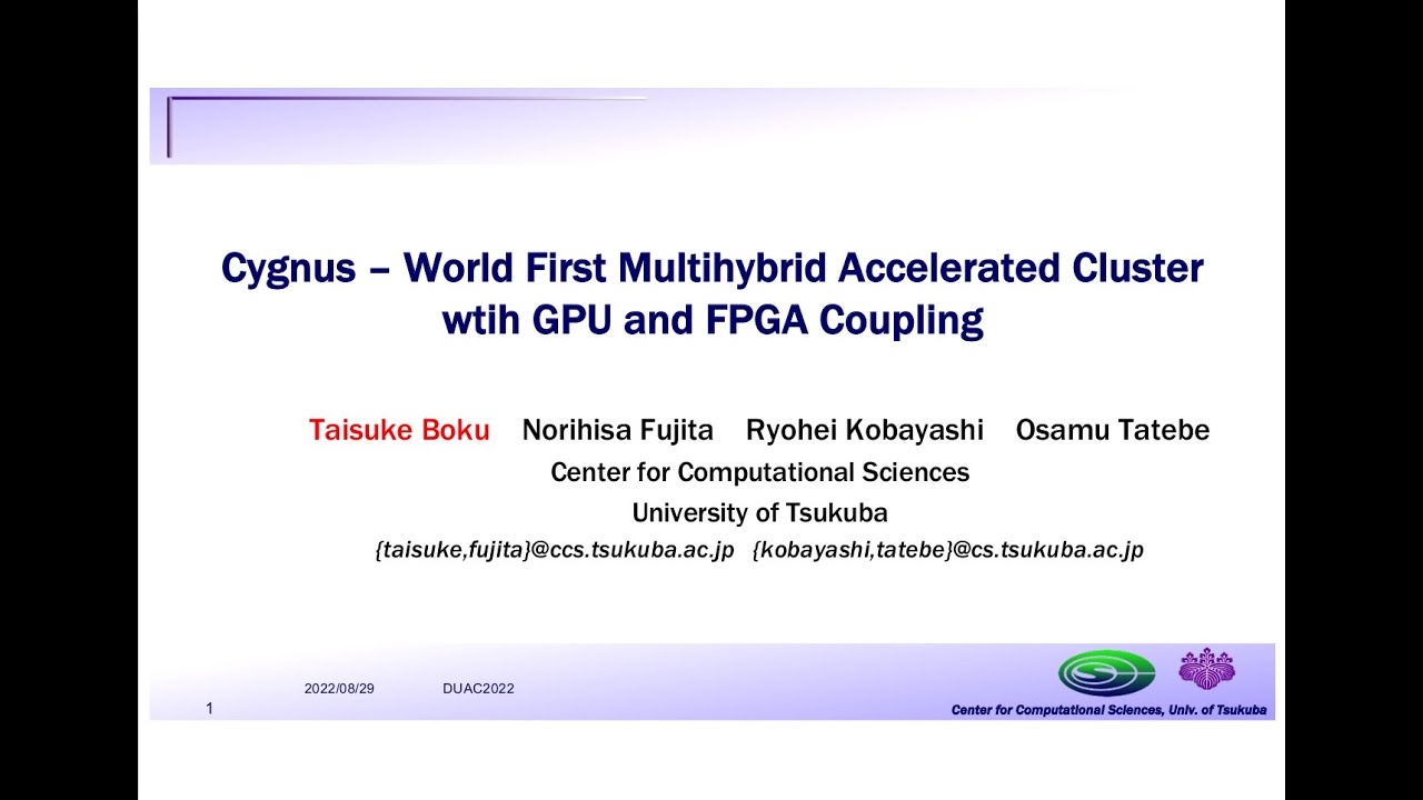 Cygnus - World First Multi-Hybrid Accelerated Cluster with GPU and FPGA Coupling