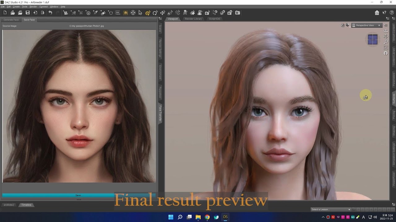 Artbreeder Girl image - Daz studio 