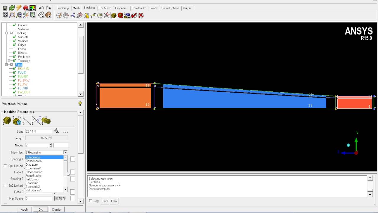 Axisymmetric diffuser 2D structured meshing in ICEMCFD