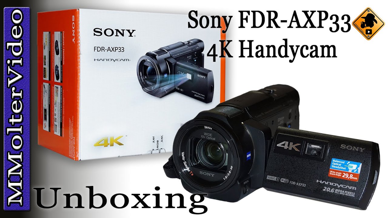 Sony FDR AXP33 4K Handycam Unboxing and first look - Deutsch.