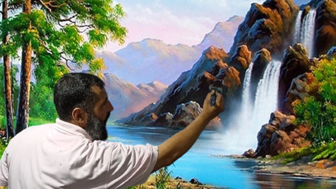 بطريقة جديدة كيف أرسم الشلال والجبال في المنظر الطبيعي