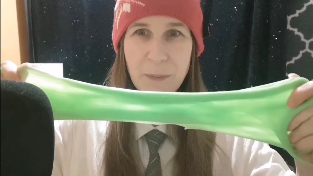 ASMR - slime, tapping, clicking, gloves plucking and pulling, writing, lid sound and squishy sound😊