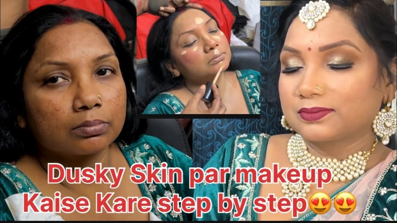 Makeup on mature  and pigmentation skin step by step 😍😍ll makeup tutorial for uneven skin 😍