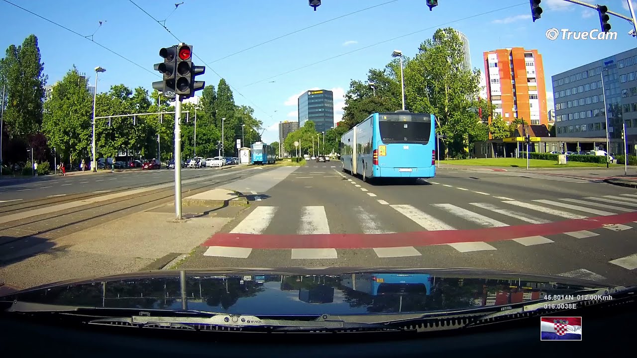 Zagreb : Driving from Police station Heinzelova ul. to Ul. Grada Vukovara along Slavonska avenija