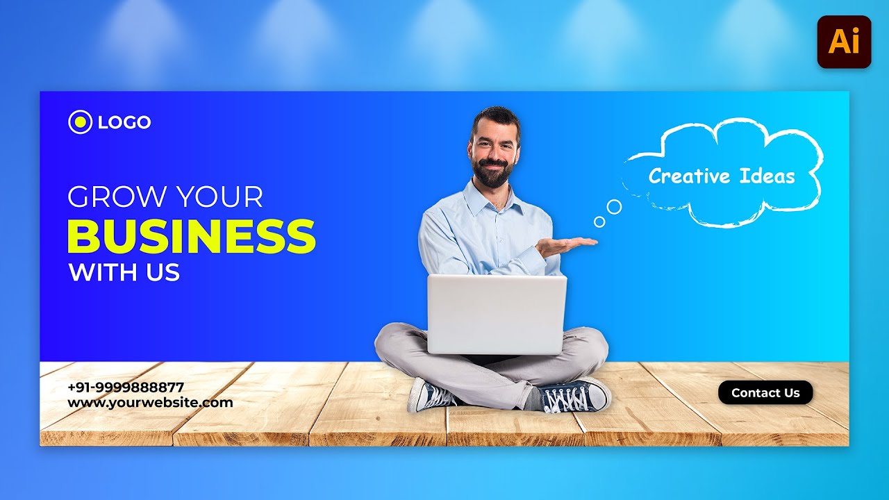 How to Create Facebook Cover Page Design in Adobe Illustrator 2021 | Business Promotion Cover Design