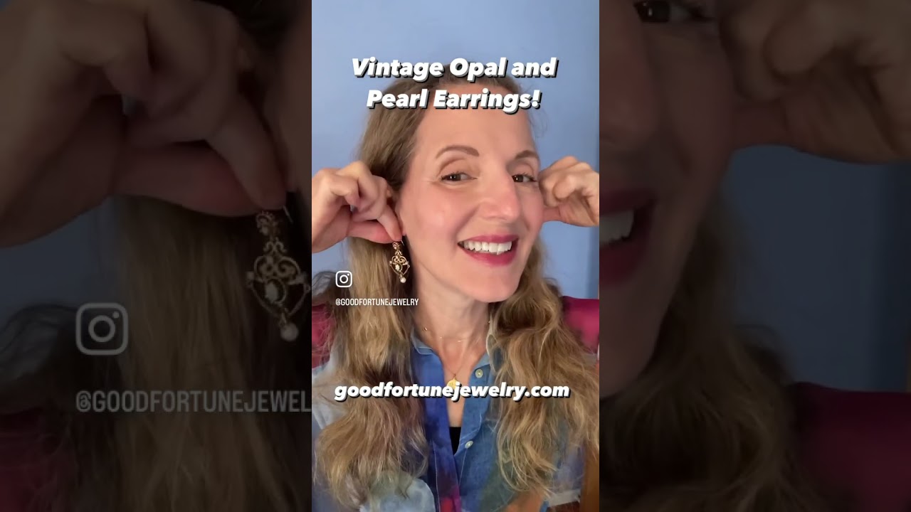 Vintage Opal and Pearl 14k Earrings!