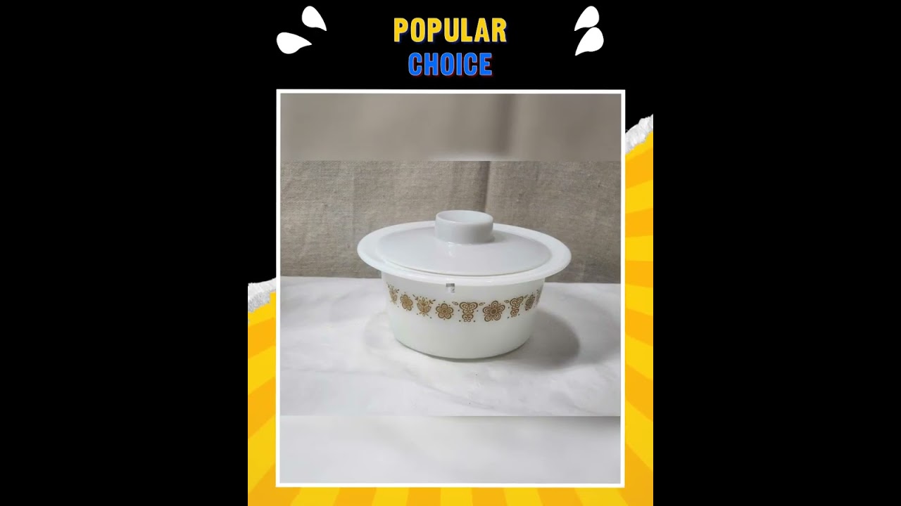 Vintage Corelle Pyrex Butterfly Gold Butter Bowl W/Lid Milkglass