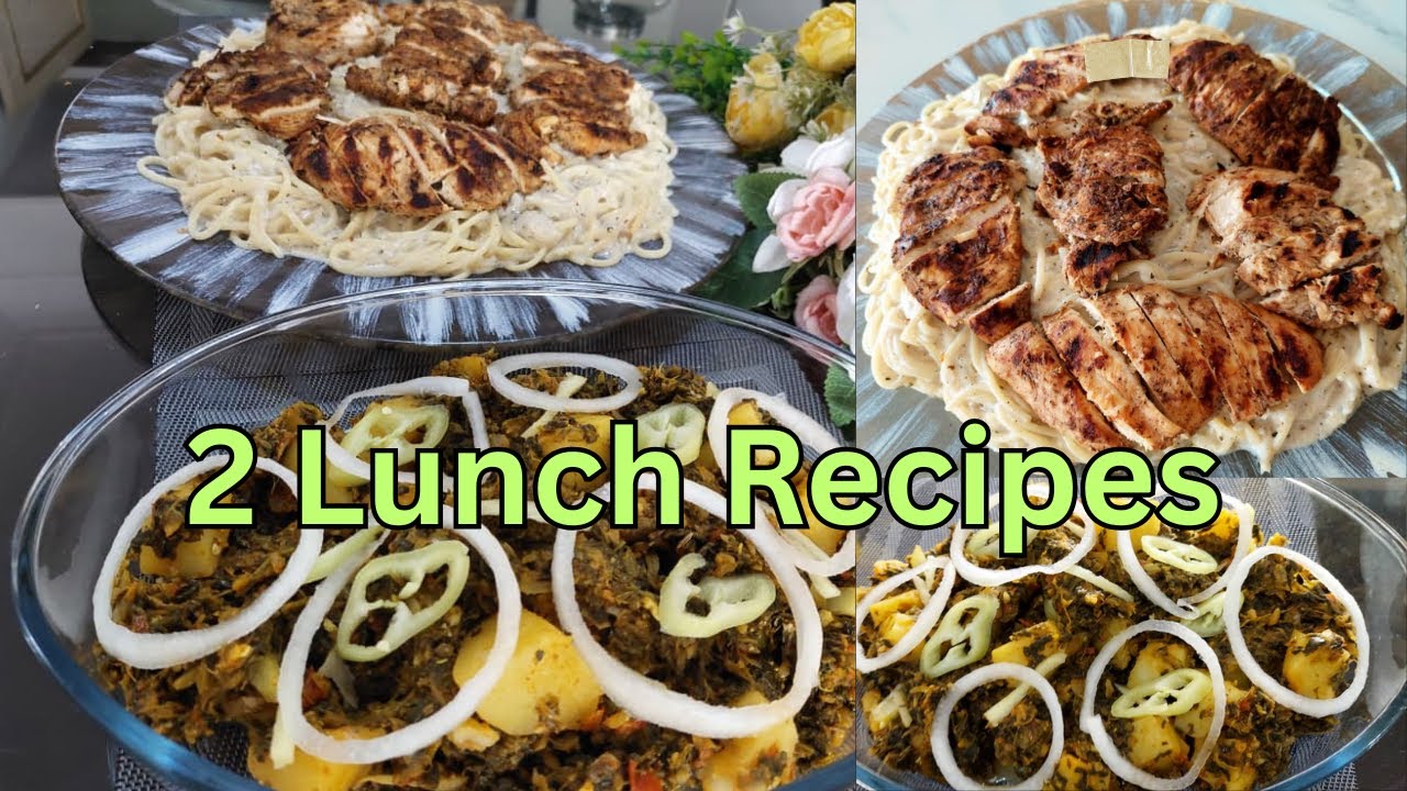 Two Easy Lunch Recipe || Chicken Steaks With Creamy Spaghetti & Spinach Potato Curry