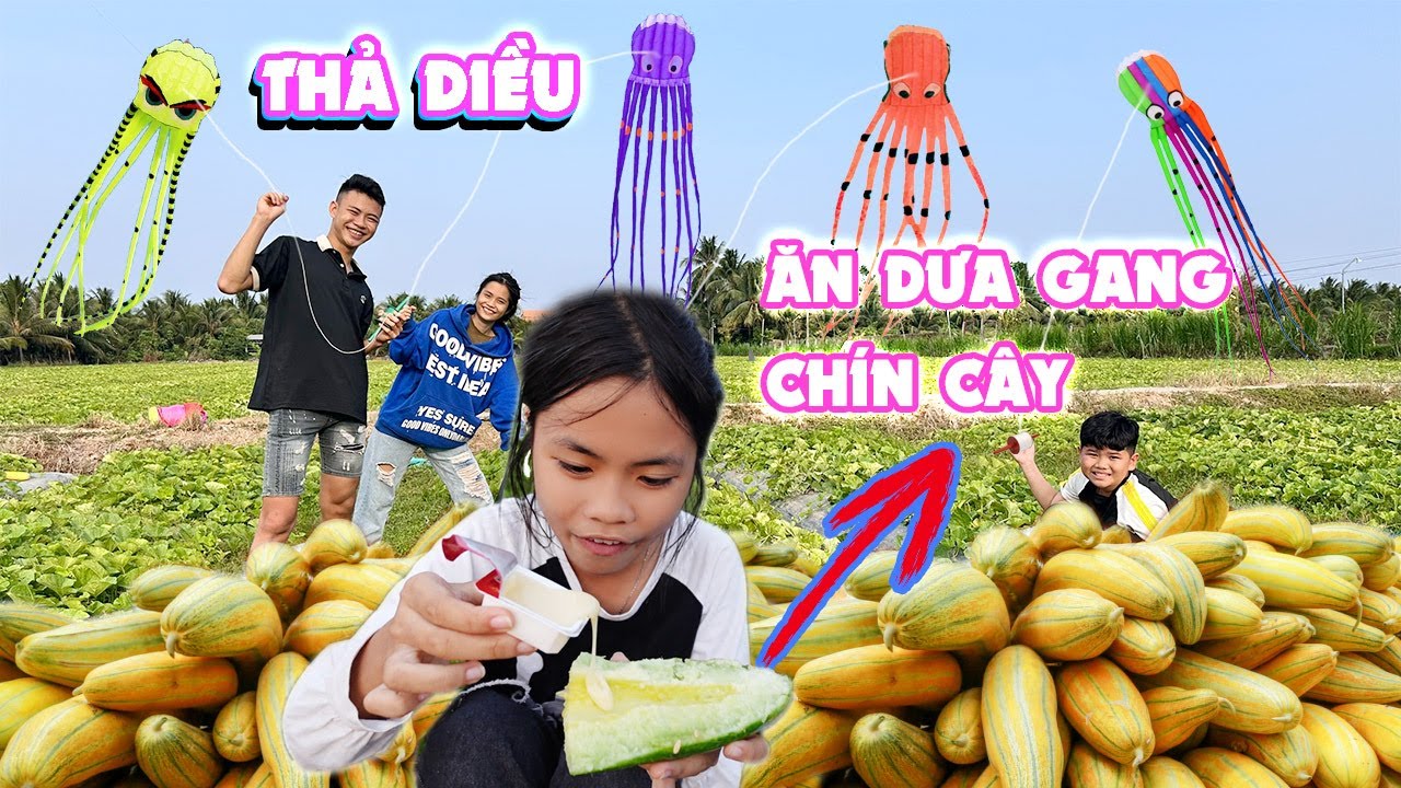 Thả Diều Bạch Tuộc Trên Cánh Đồng Dưa Gang - Fly the kite #trangandvinh