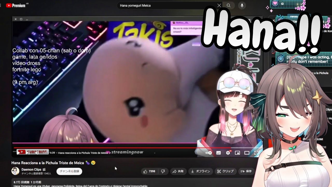 Meica reacciona a Hana Yomeguri reaccionando a la pichula triste de Meica