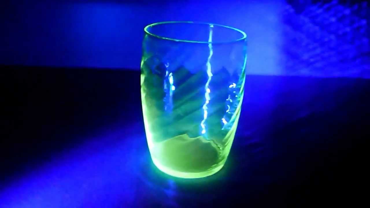 Uranium Glass. Reacts to UV light