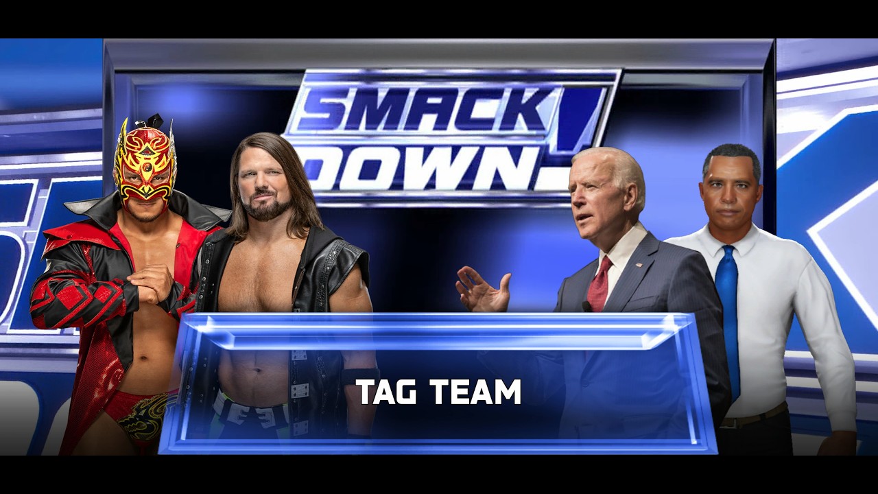 AJ Styles & Dragon Lee vs Barack & Biden Party   Smackdown from Chicago, Illinois