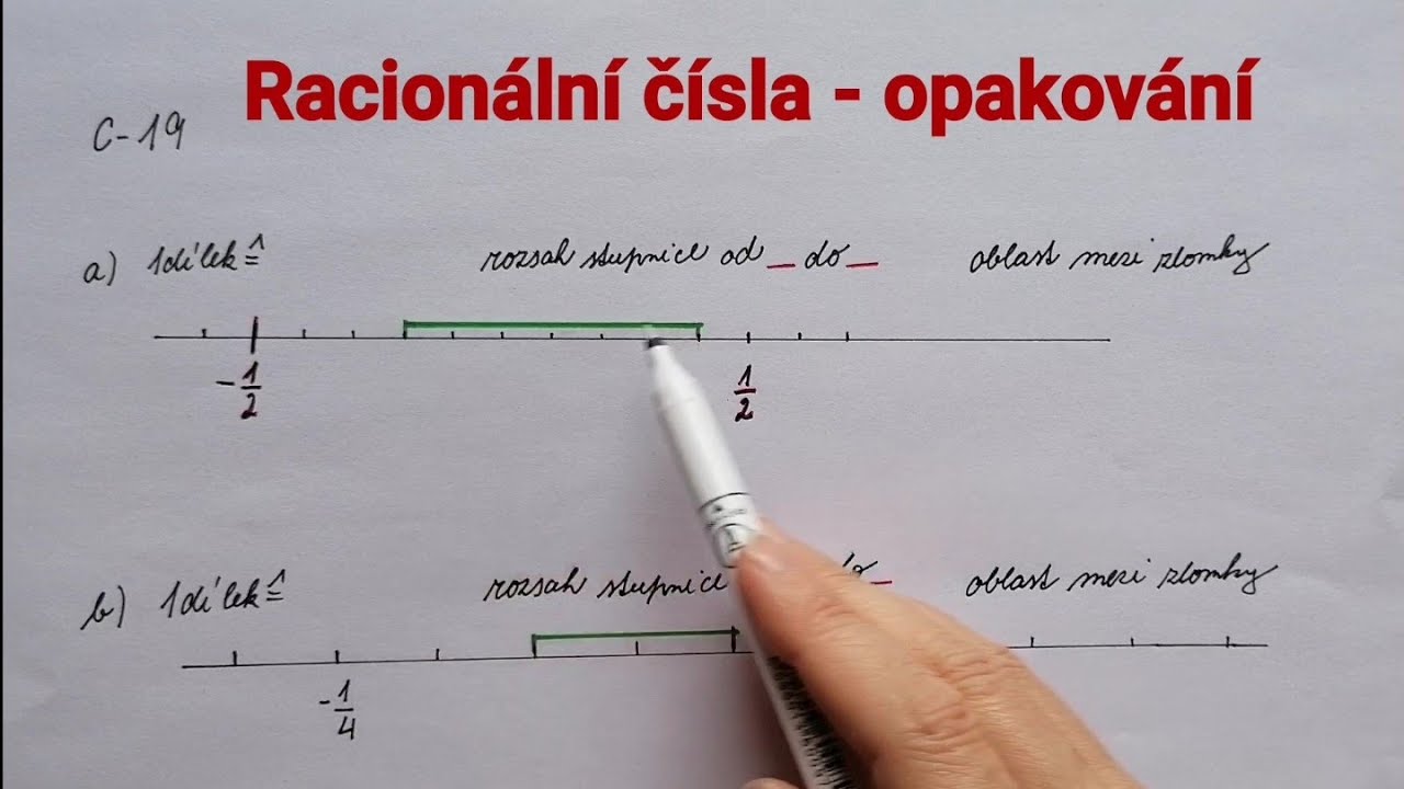 Opakování - racionální čísla 15 (číselná osa, zlomky)