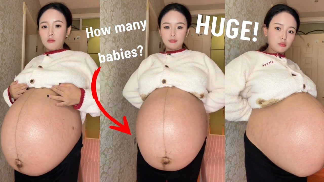How Many Babies Inside?! Huge Pregnant Asian belly